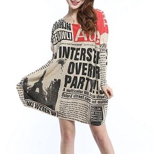 Tunic newspaper article one size fits all sweater